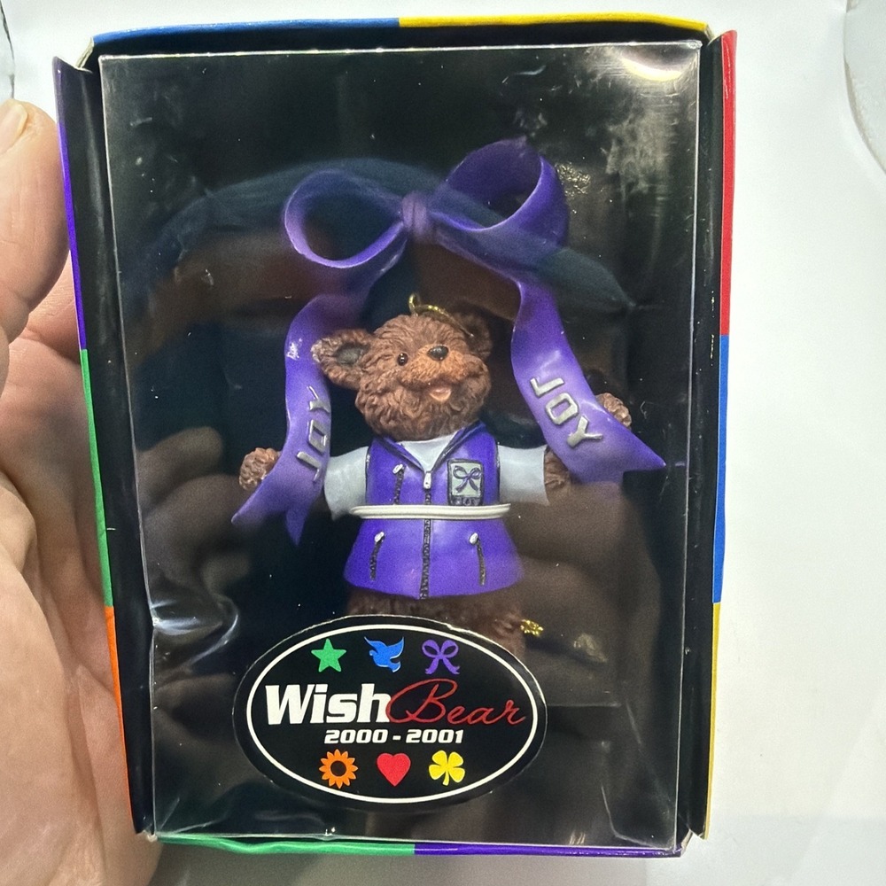 Wish Bear Christmas‎ Ornament 2000 2001  purple What's your wish